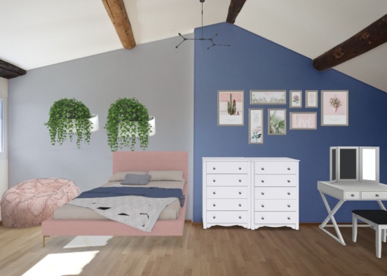 room-pink-blue-plants Design Rendering