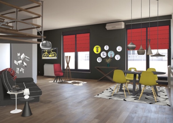 Black,Red and Yellow Design Rendering