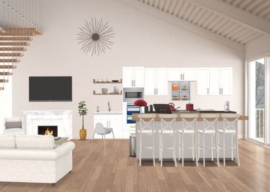 Kitchen Living Room Design Rendering