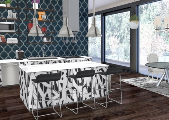 Modern yet confined apartment style kitchen Design Rendering