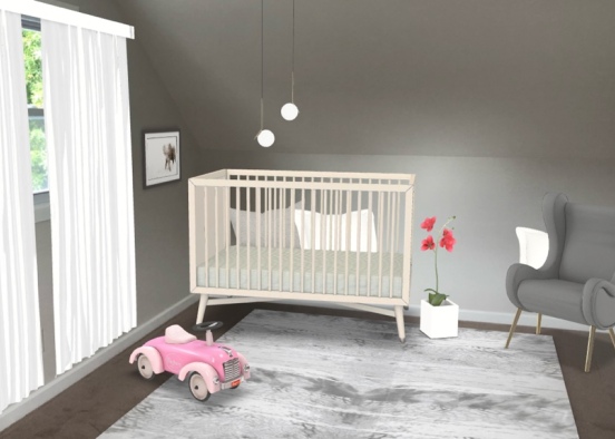 gray and white nursery Design Rendering