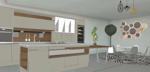 Cozinha com mesa de jantar 