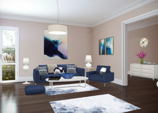 Blue living room Design Rendering