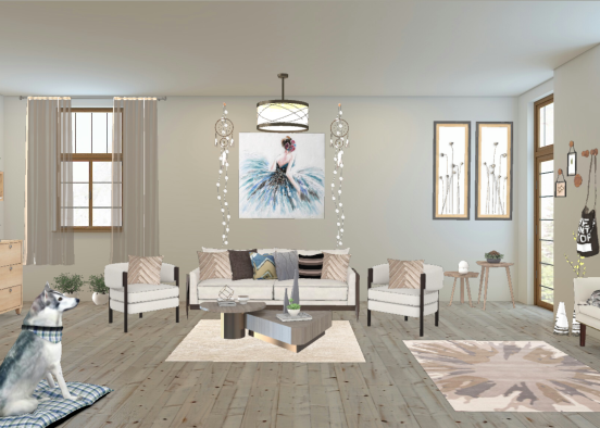 Living room with cozy vibes Design Rendering