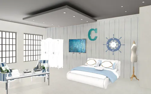 Blue bedroom with accessories 