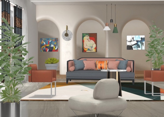Stone inspired living room  Design Rendering