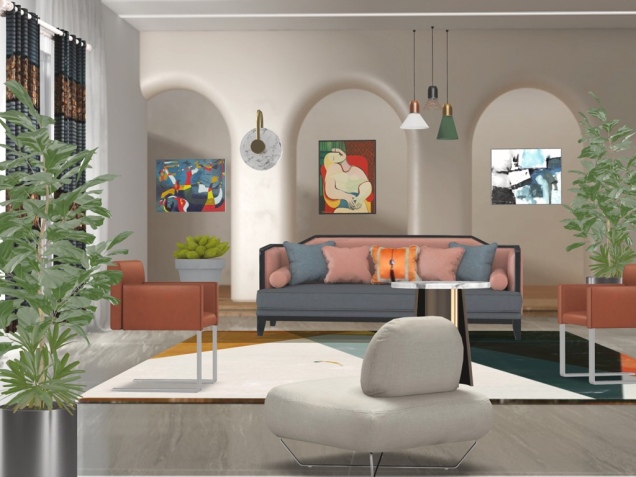 Stone inspired living room 