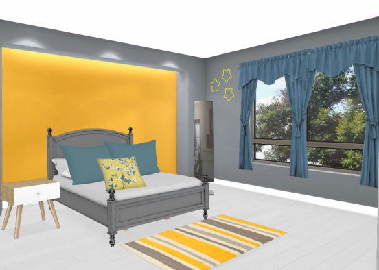 Yellow teal room  Design Rendering