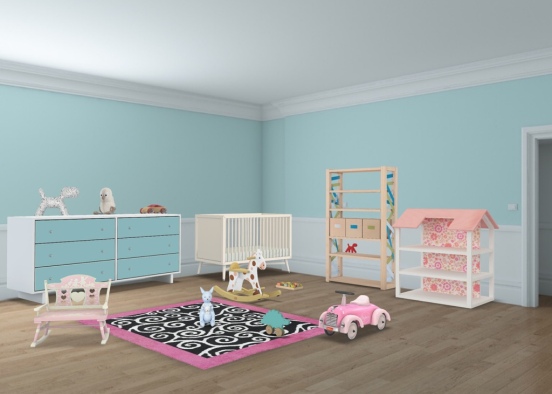 Nursery for baby girl  Design Rendering