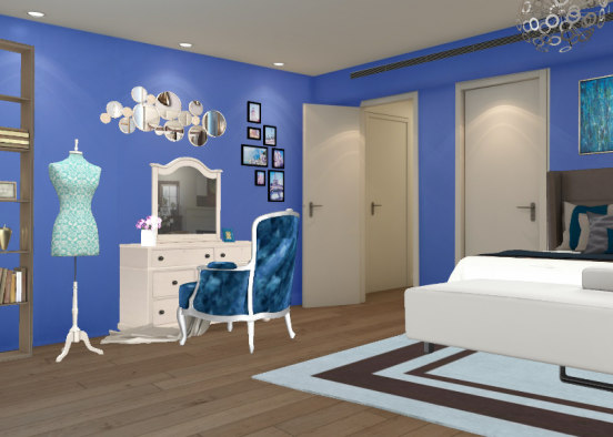 Shades of blue bedroom Design Rendering