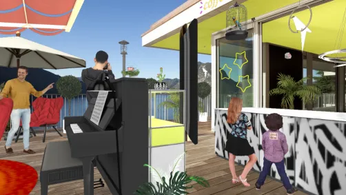 Passeggiata Lungolago - particolare: piano bar " Le 3 Rose🌹 " e bar/gelateria " il tucano "