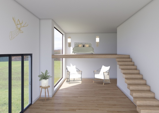Bedroom and Living  Design Rendering