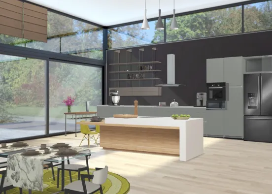 the grey kitchen Design Rendering