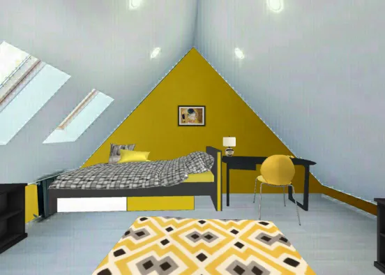 Chambre ado jaune Design Rendering