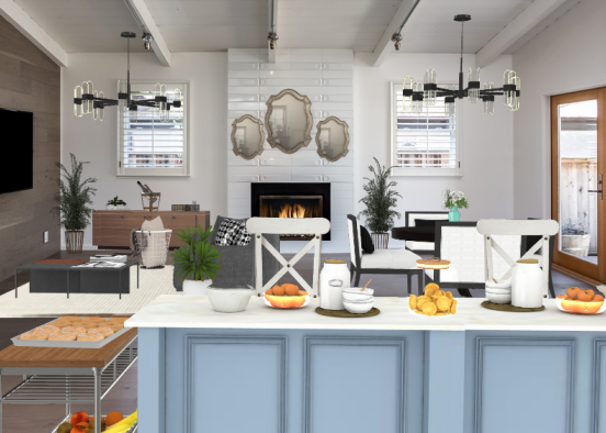 Panorama cocina-comedor-living Design Rendering