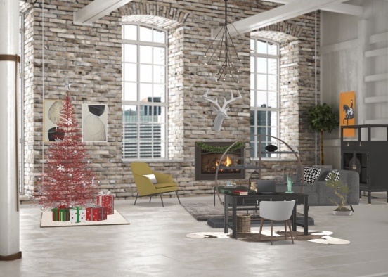 living room(Christmas themed) Design Rendering