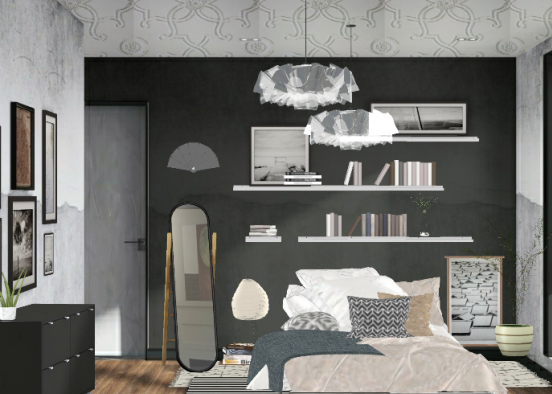 Cozy industrial bedroom Design Rendering
