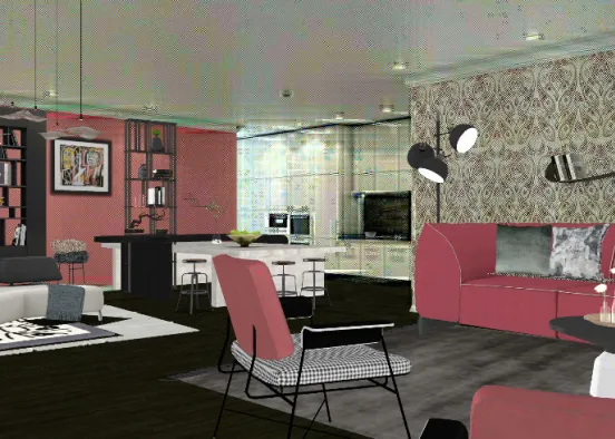 Pink modern loft Design Rendering