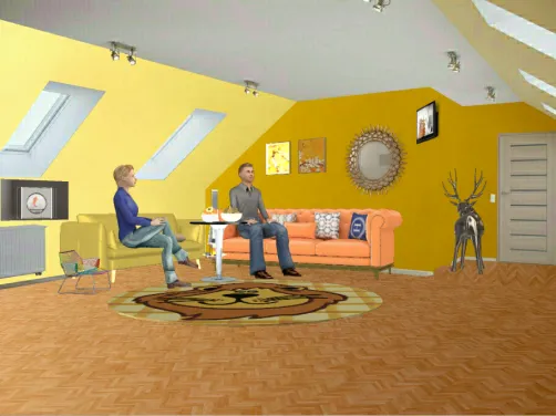 Soggiorno giallo e arancione 