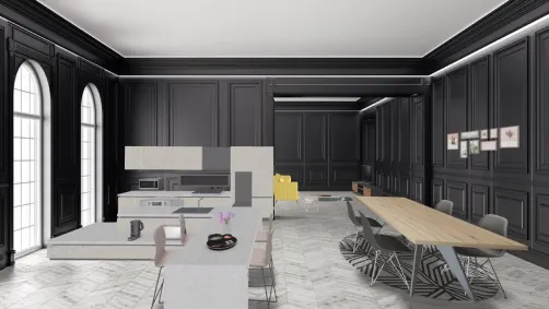 grande cuisine avec ilot + salle à manger 