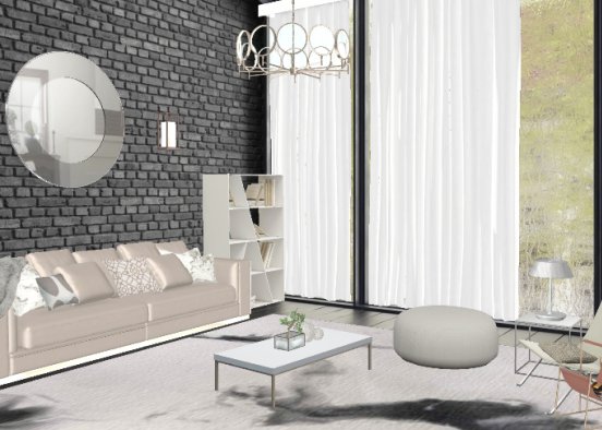 White Livingroom Design Rendering