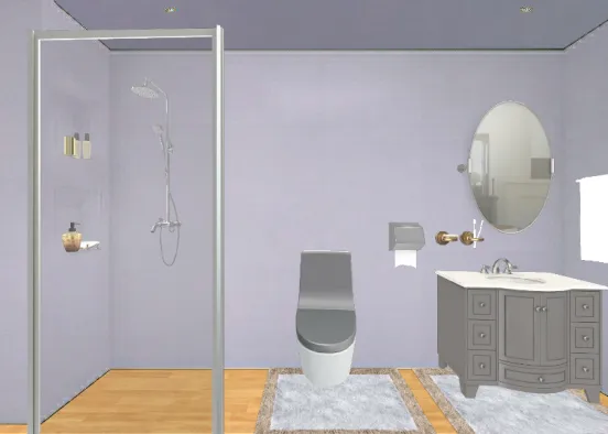 Flat bathroom Design Rendering