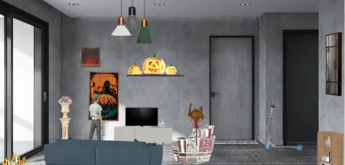 Salon décoré pour halloween 