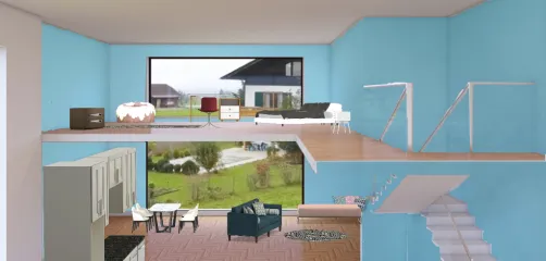 Salon 🛋 aménagée avec cuisine 🍳 !