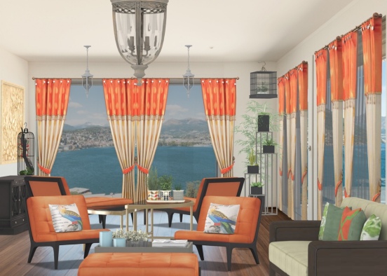 Modern Mediterranean Living Room  Design Rendering