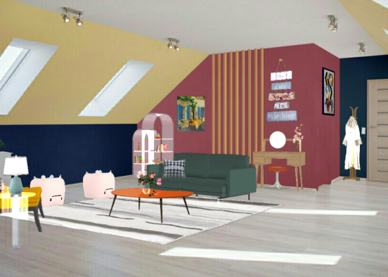 17.30 Colourful living room Design Rendering