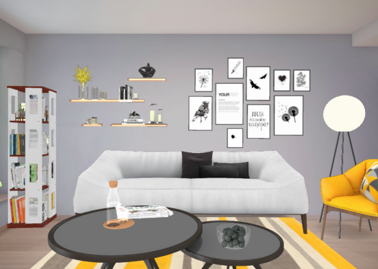 Yellow, black, White and grey Design Rendering