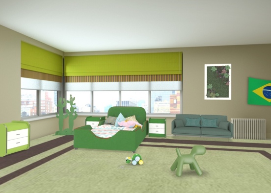 la maison de couleur (la chambre verte des enfants) Design Rendering