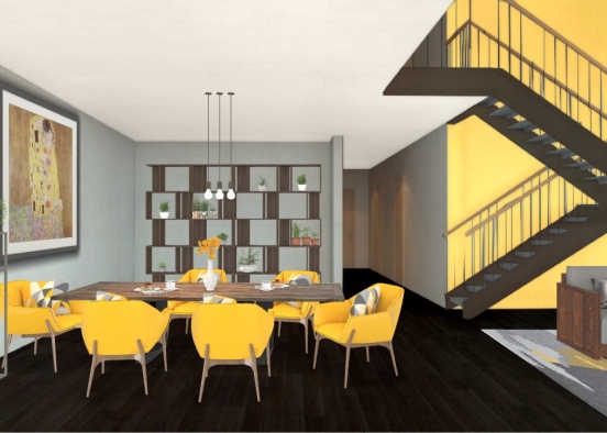 dining in yellow Design Rendering