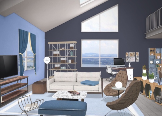 mountain living room Design Rendering