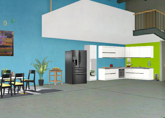 Kitchen and dining Design Rendering