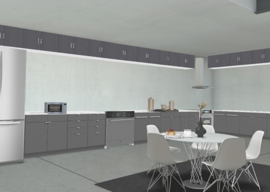gray and white modern kitchen  Design Rendering