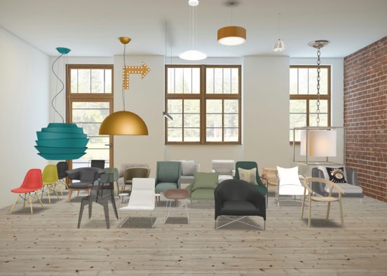 all around chairs and lights Design Rendering