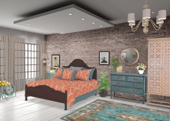 Rustic Chic Bedroom Design Rendering