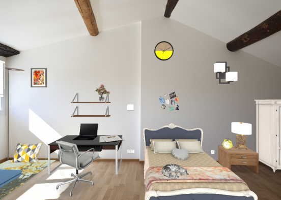 Bedroom + Reading corner  Design Rendering