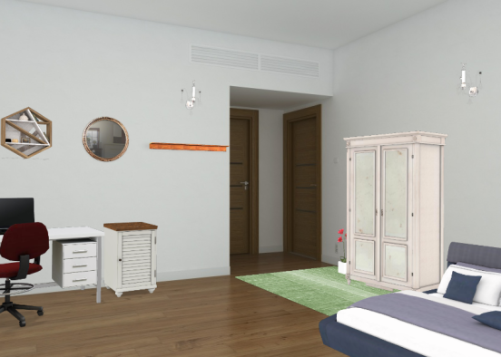 Bedroom minimalist style.  Design Rendering