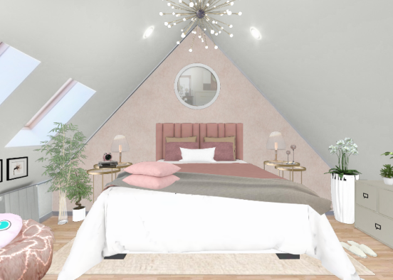 Pink and White Bedroom Design Rendering