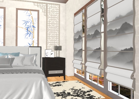 Asian bedroom Design Rendering