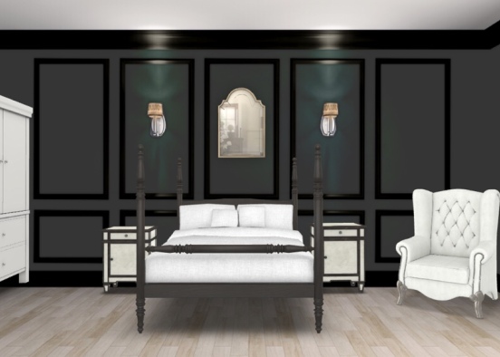 black bedroom Design Rendering