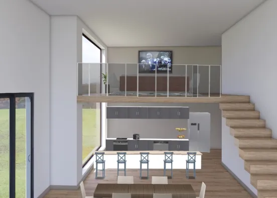 kitchen and living room  Design Rendering