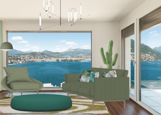green living room Design Rendering