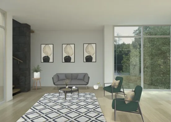 modern living room-salon moderne Design Rendering