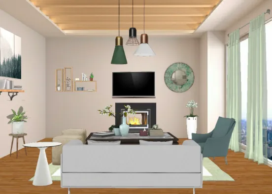 Basic Living Room Design Rendering