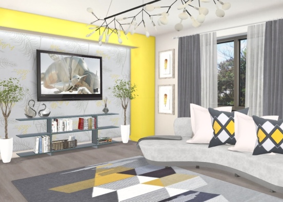 Yellow living room  Design Rendering