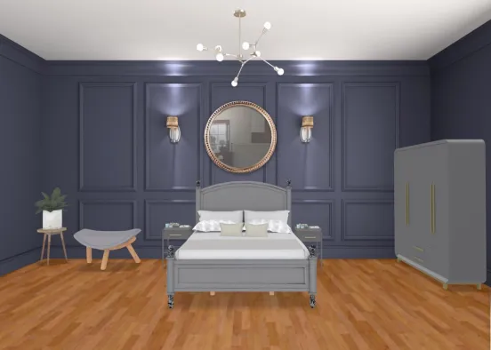 master bedroom Navy and Gold - Copper Design Rendering