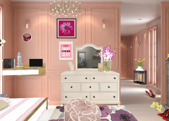 Pastel parcel girls bedroom Design Rendering